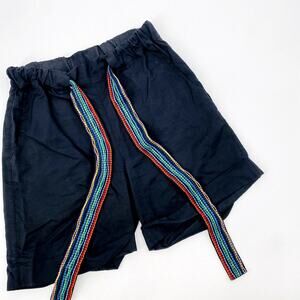 Chinti + Parker Black High Waisted Belted Shorts